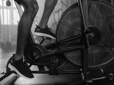 Blurred motion of legs during a cardio exercise session